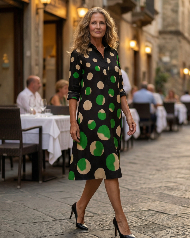 Elanique | Contrast Polka Dot Dress