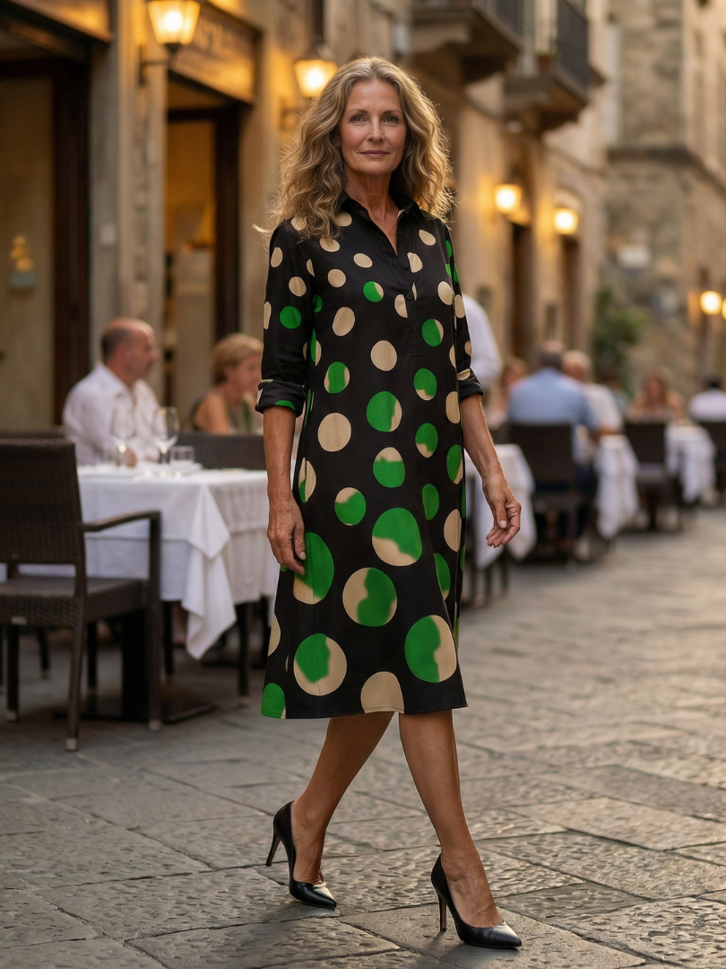 Elanique | Contrast Polka Dot Dress