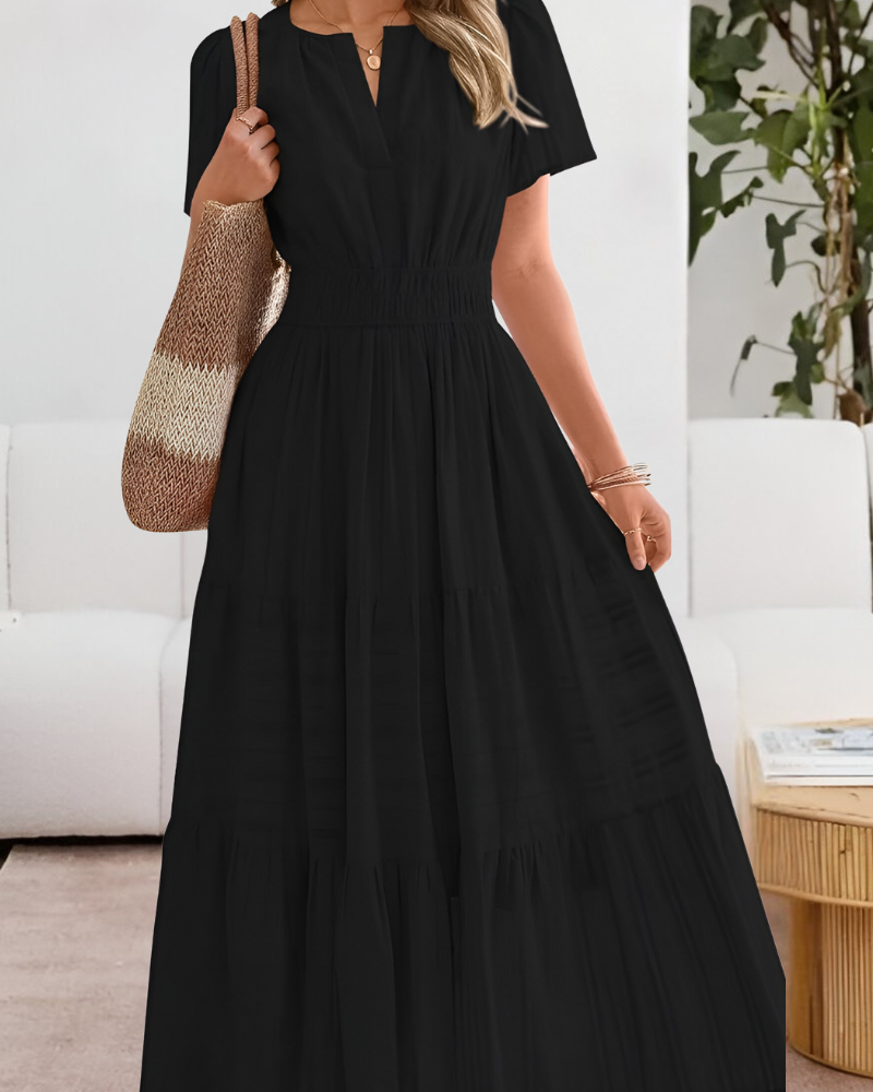 Chloe | Women's Boho Short Sleeve Smocked Midi Dress