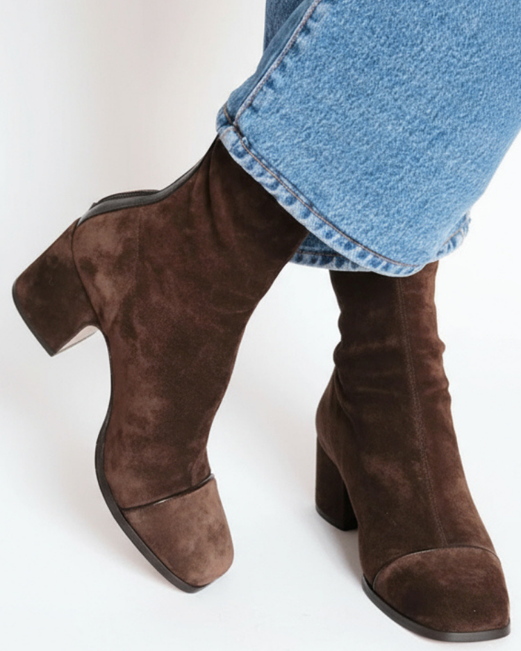 Women's ankle boots | suede heeled with a rounded toe