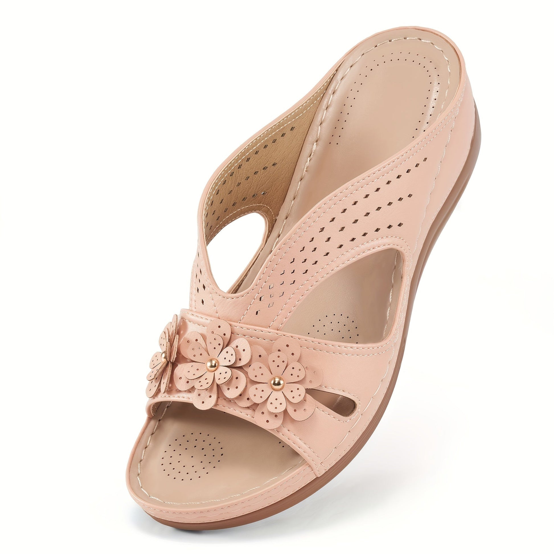 Avila | Airy Summer Shoes with Floral Decor and Wedge Heel