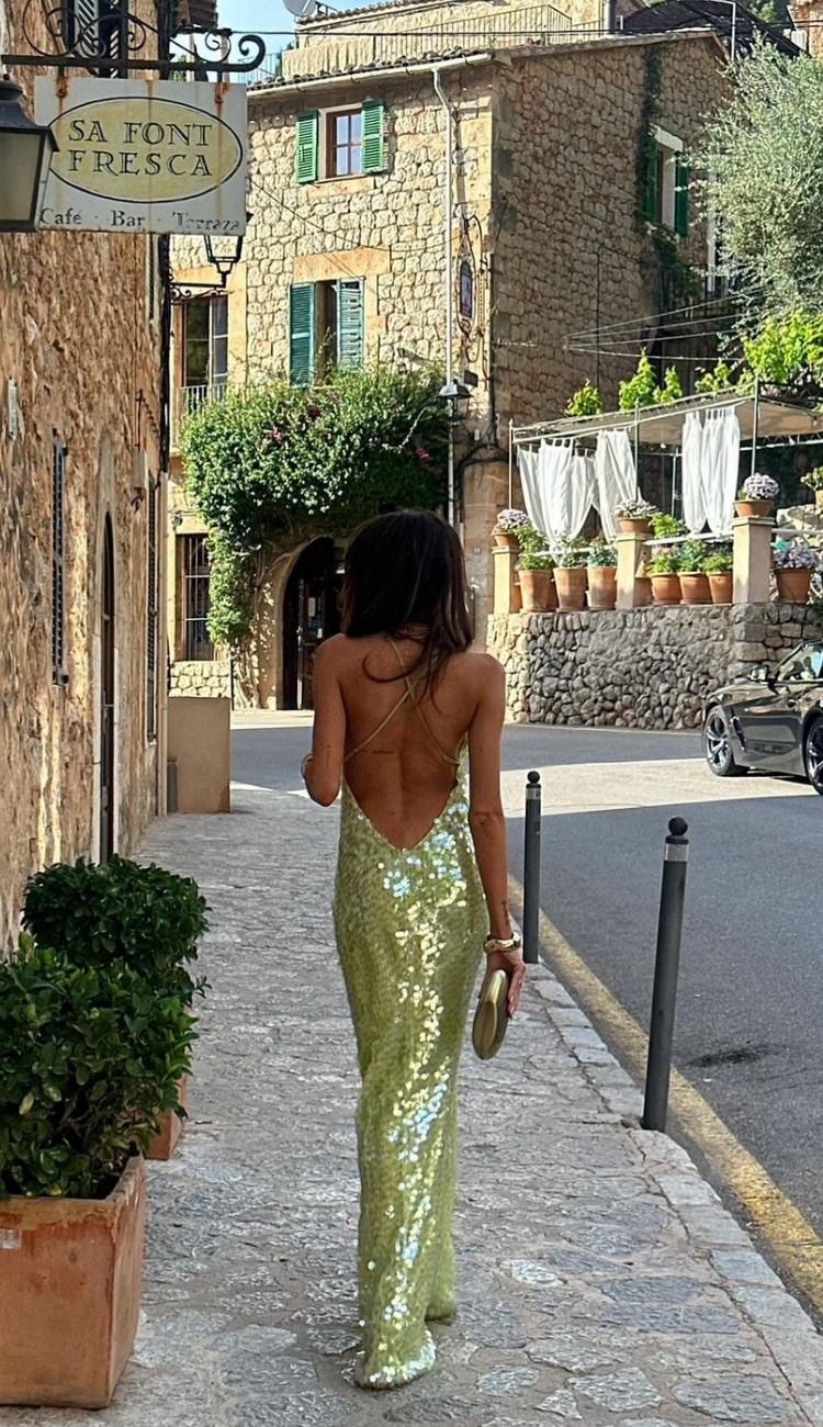 Women’s Sequin Cowl Neck Maxi Dress