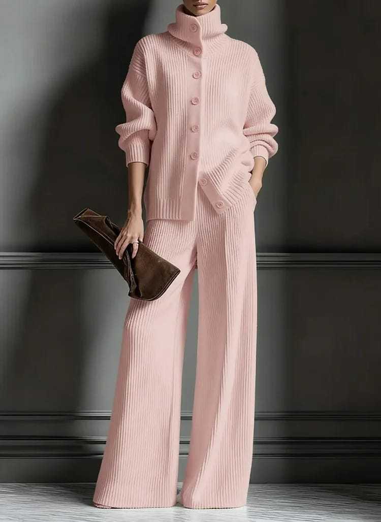 Women's Cozy Cardigans and Pants - Two-Piece Set