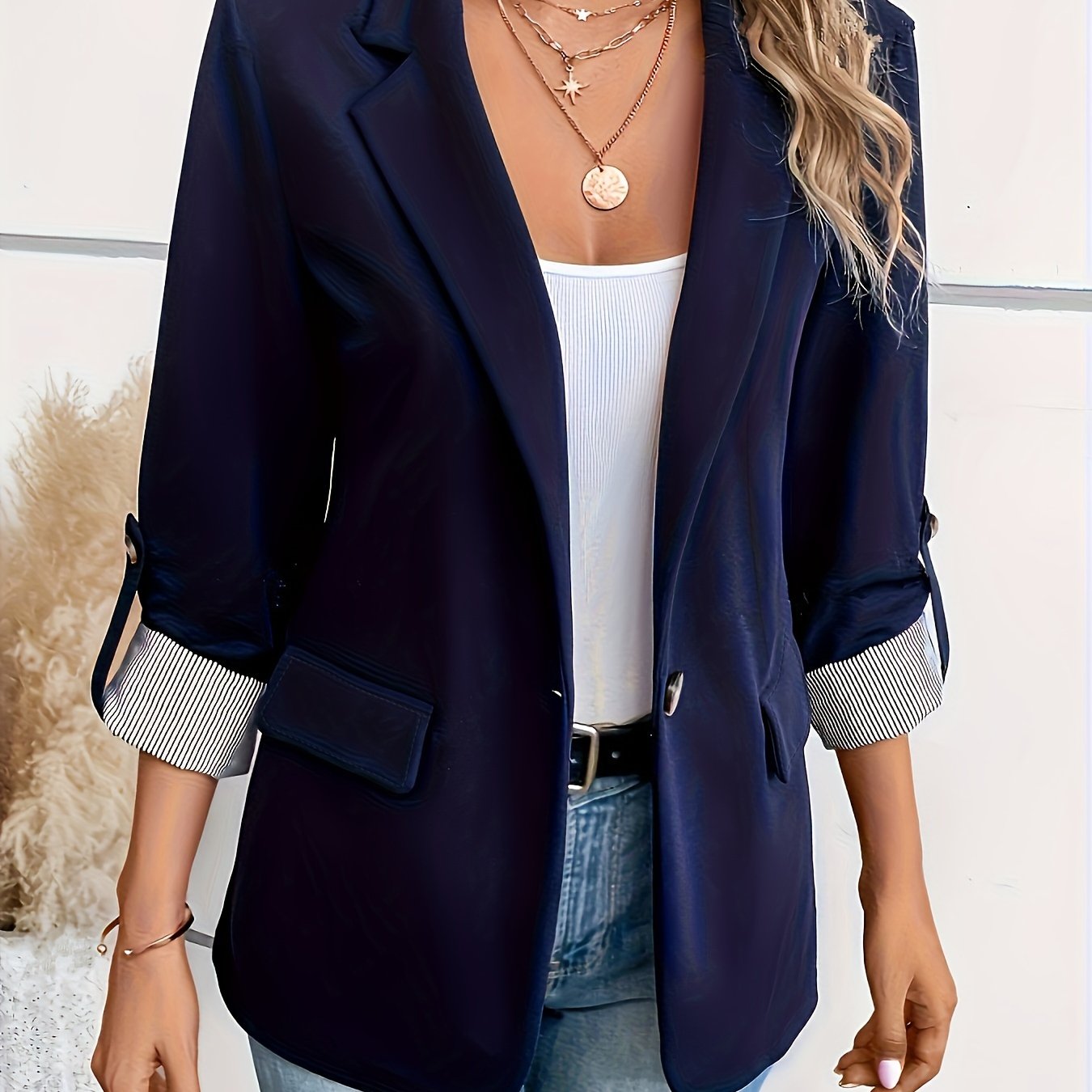 Women’s Casual Roll-Sleeve Blazer