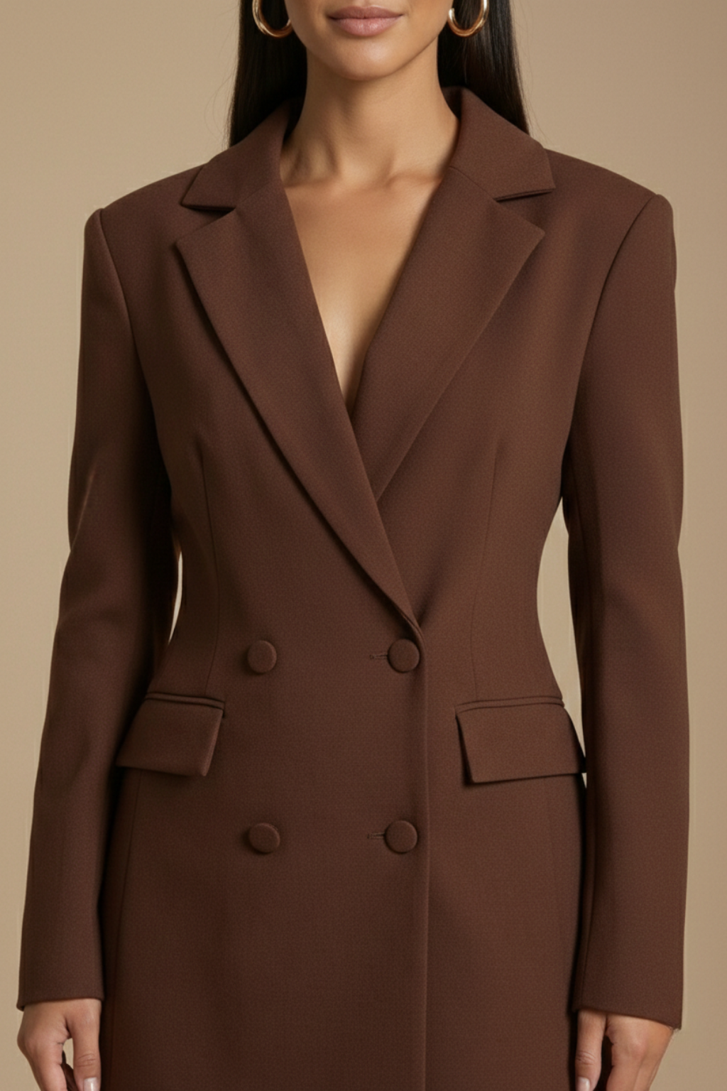 Women's Blazer Mini Dress - Double-Breasted Long Sleeve Structured Silhouette
