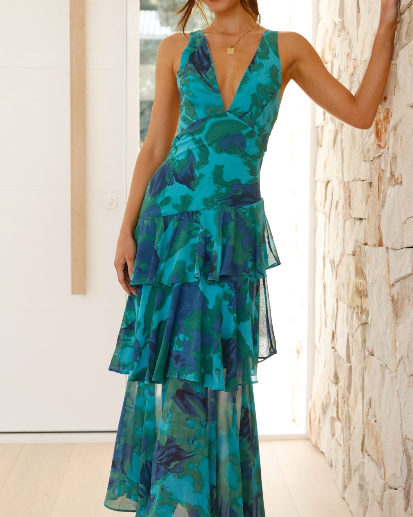 Women’s Floral Ruffle Tiered Maxi Dress