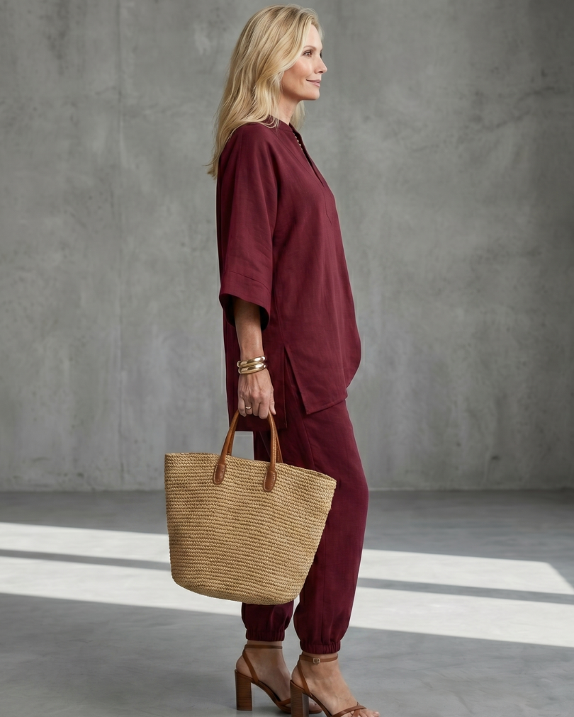 Georgiana | V Neck Tunic Gathered Trouser Set