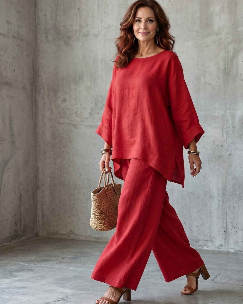 Prue | Oversized Tunic Wide Leg Pant Set