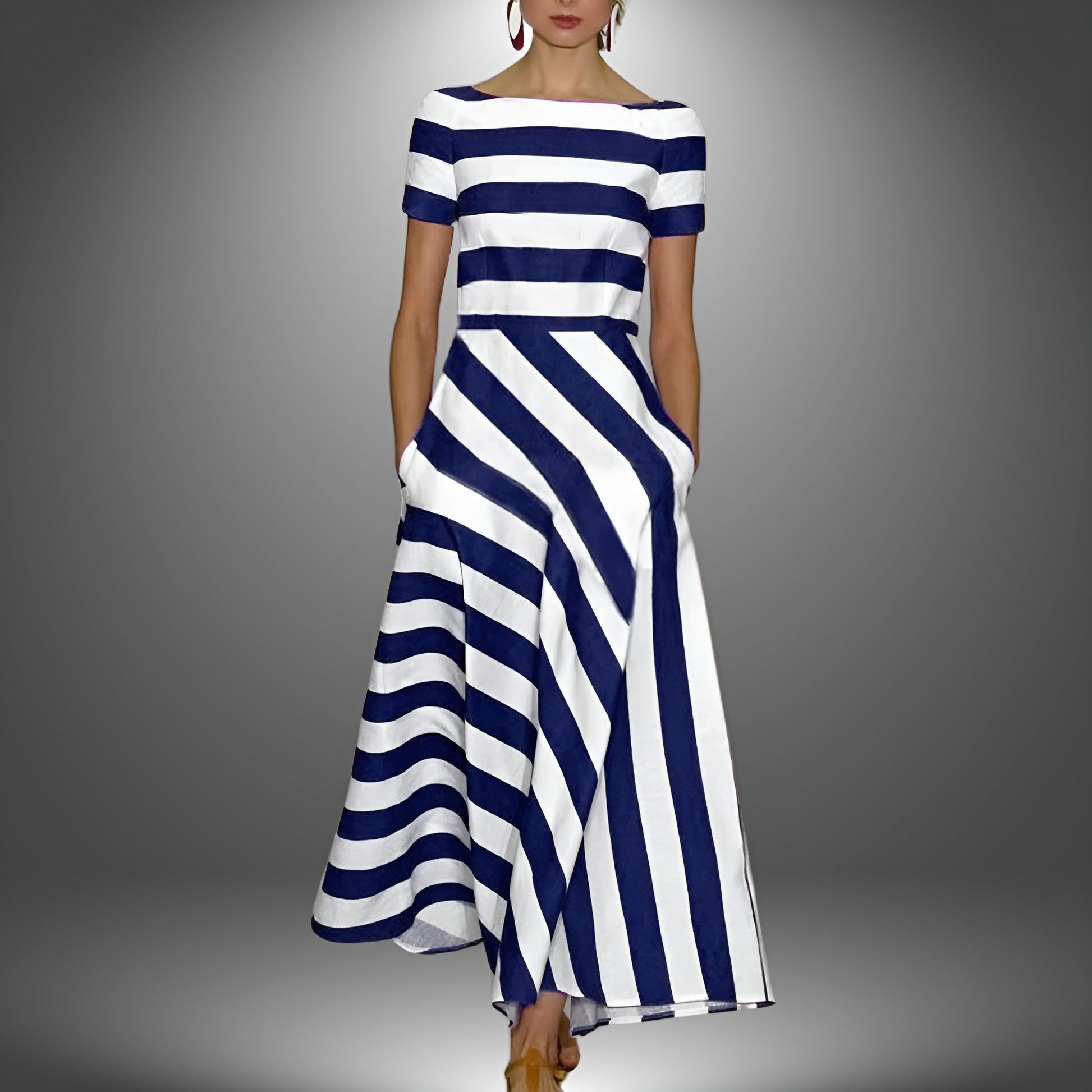 Elsie | Strapless Dress with Line Pattern