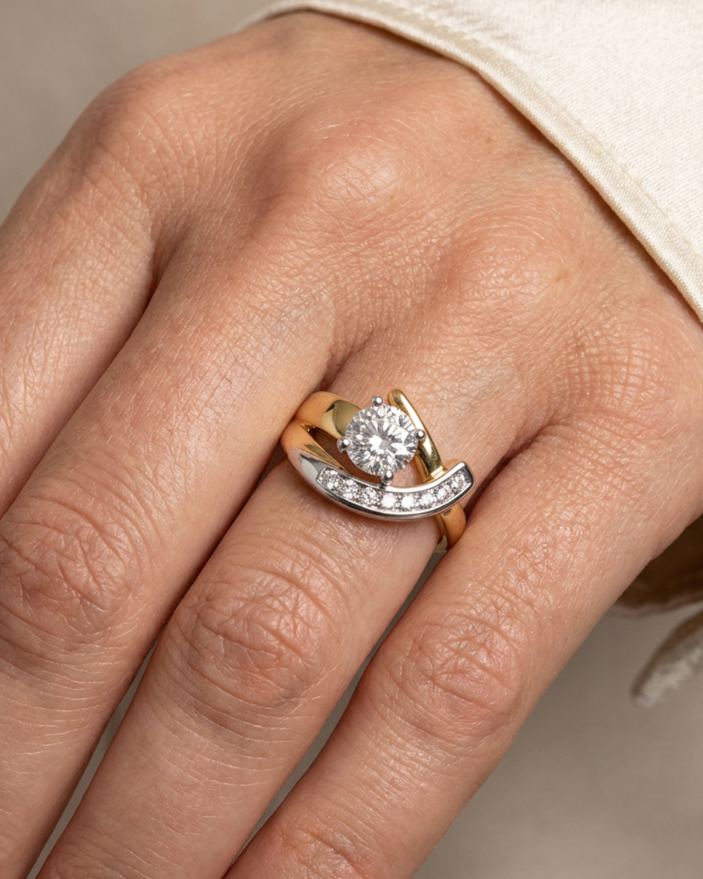 Marceline™ | Irregular Gold, Silver Zirconia Ring
