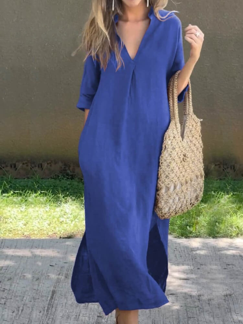 Women’s Casual V-Neck Midi Dress