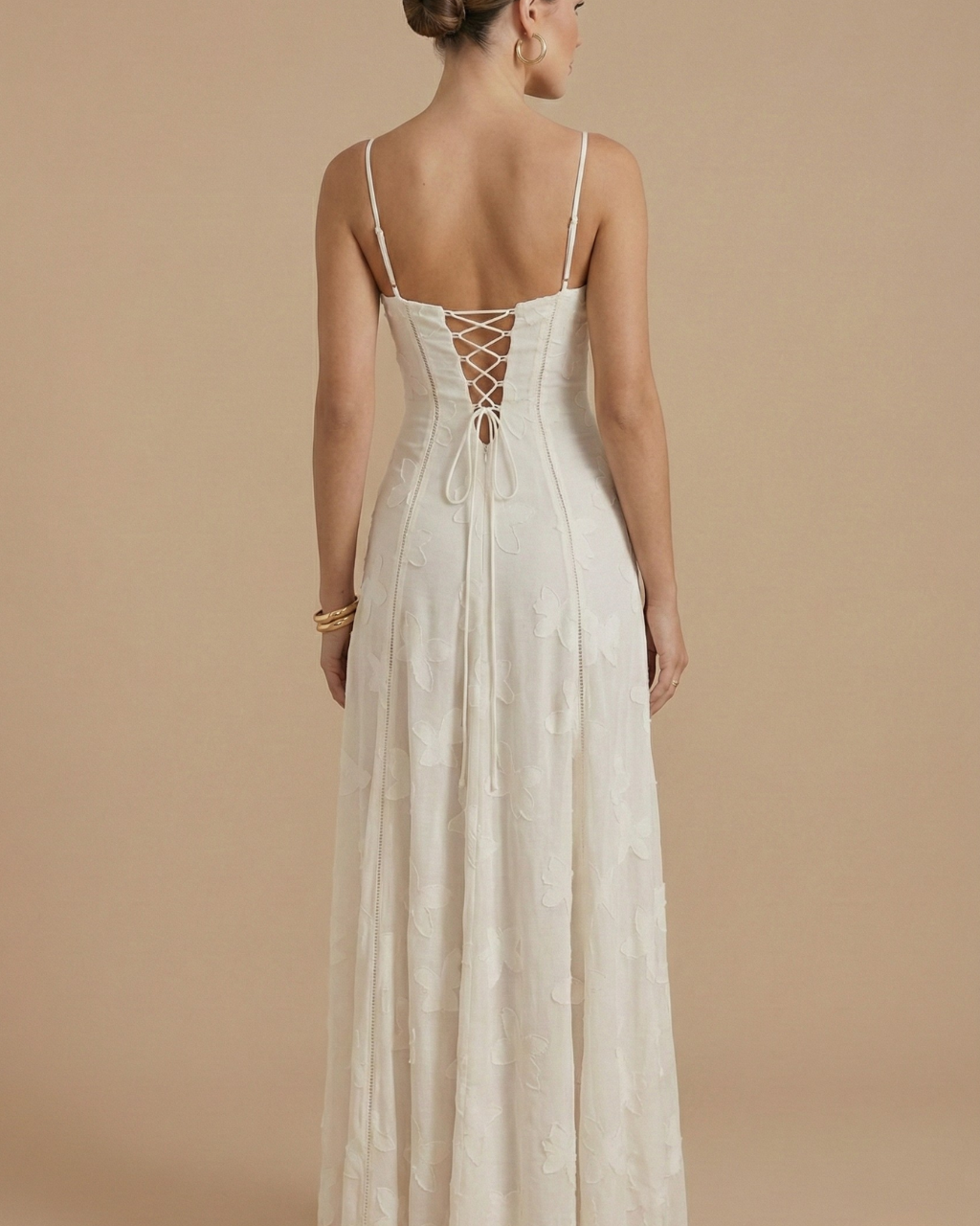 Women's Floral Maxi Dress - Spaghetti Strap Sweetheart Neck Lace Overlay