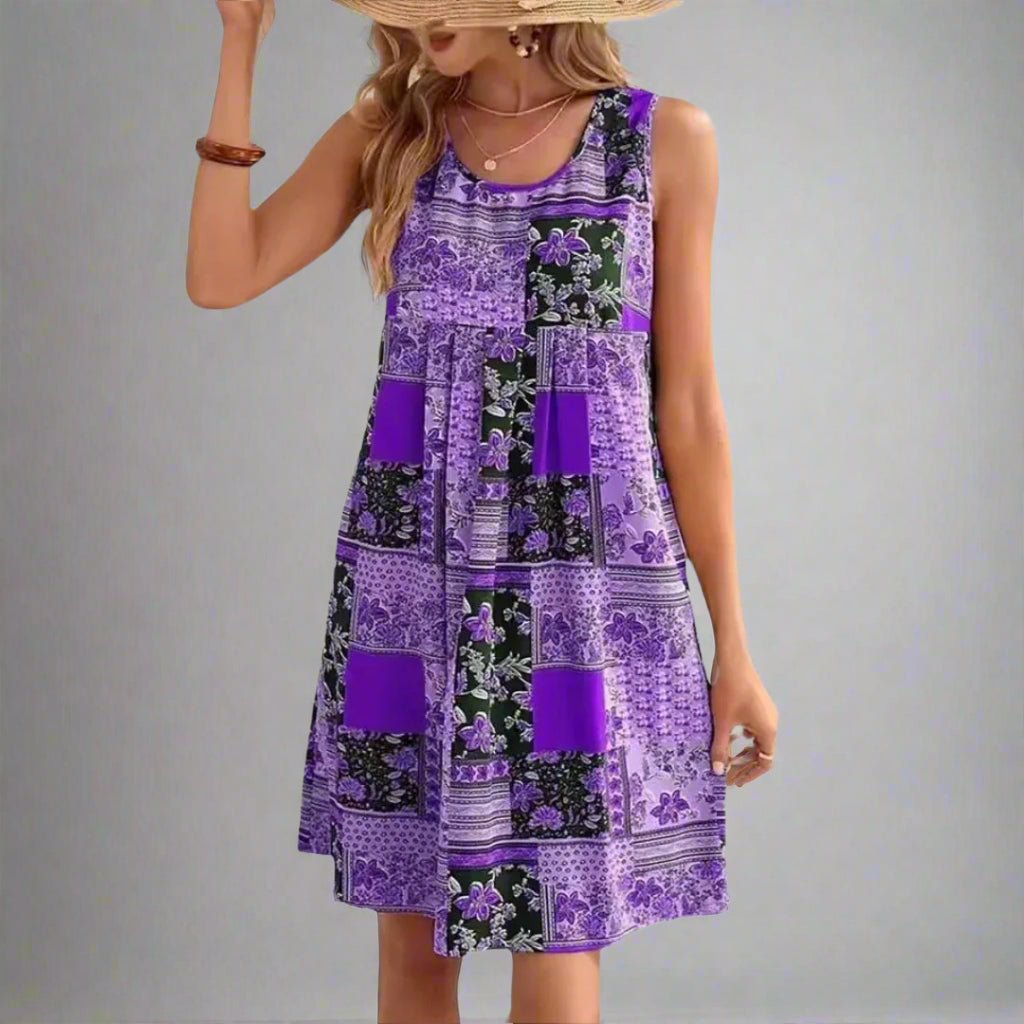 Sophia | Women's Boho Patchwork Print Sleeveless Mini Dress