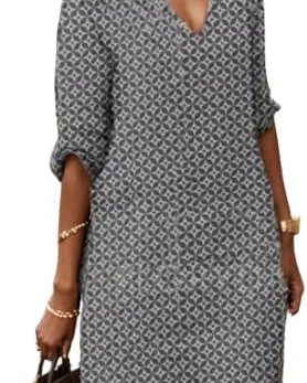 Women’s V-Neck Relaxed Fit Knee-Length Dress