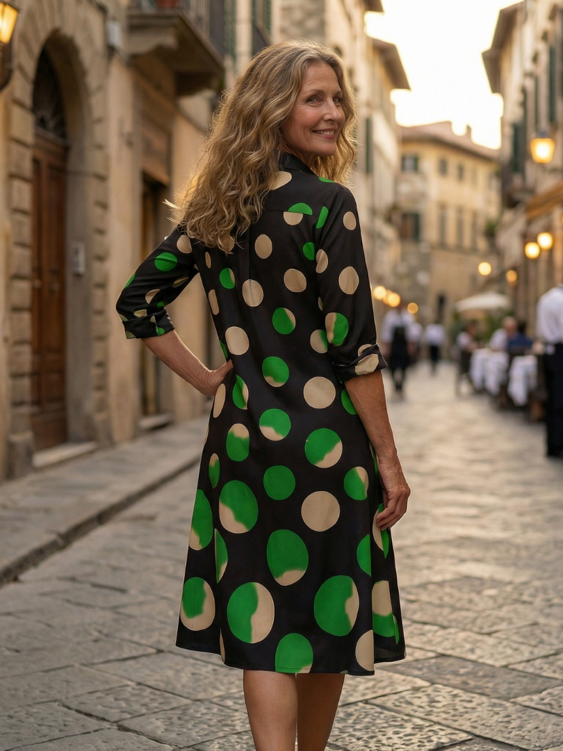 Elanique | Contrast Polka Dot Dress