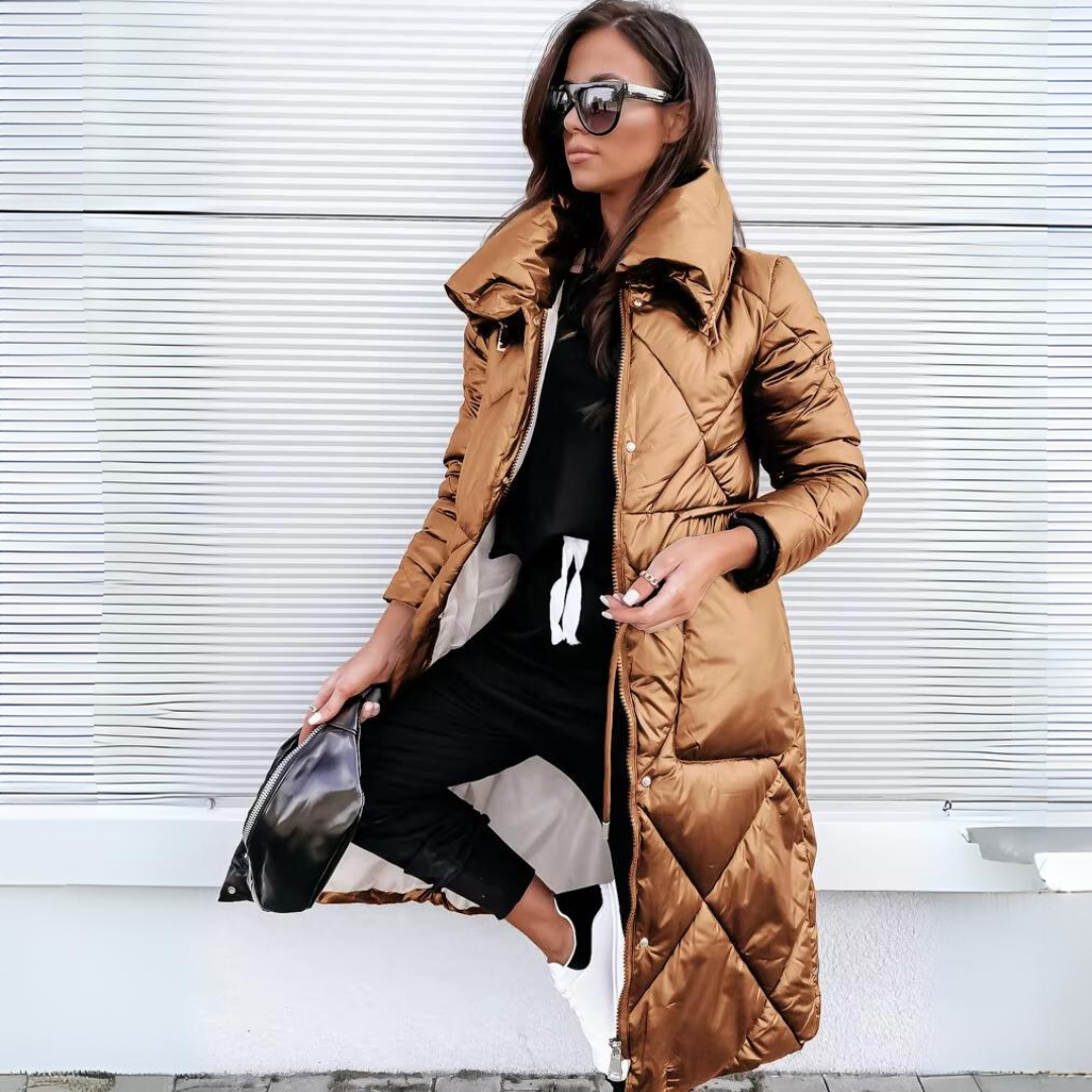 Women's Jacket | Quilted Long with High Collar