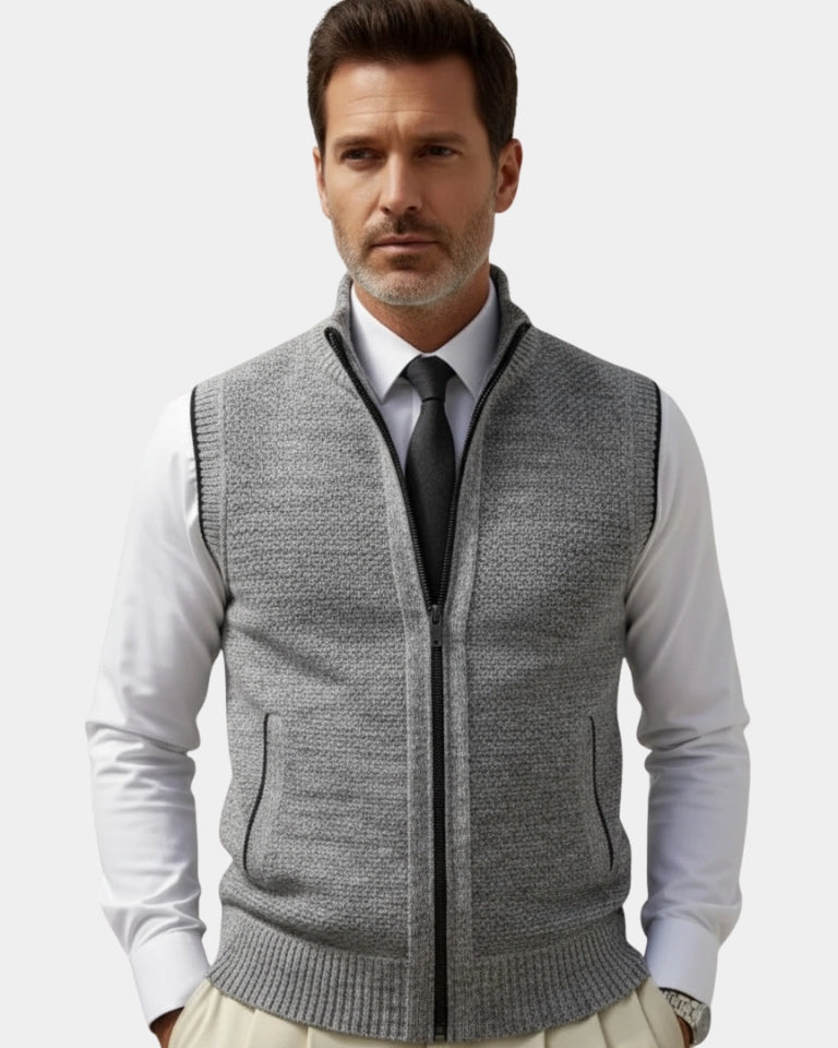 Men's Sweaters | Zip-Up Sweater Vest with Collar