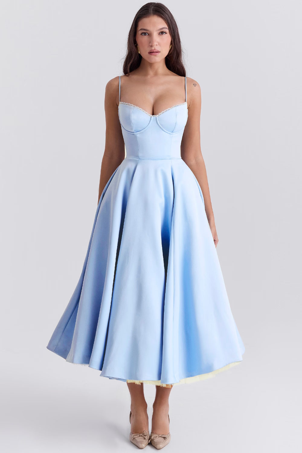 Women’s Elegant Spaghetti Strap A-Line Midi Dress