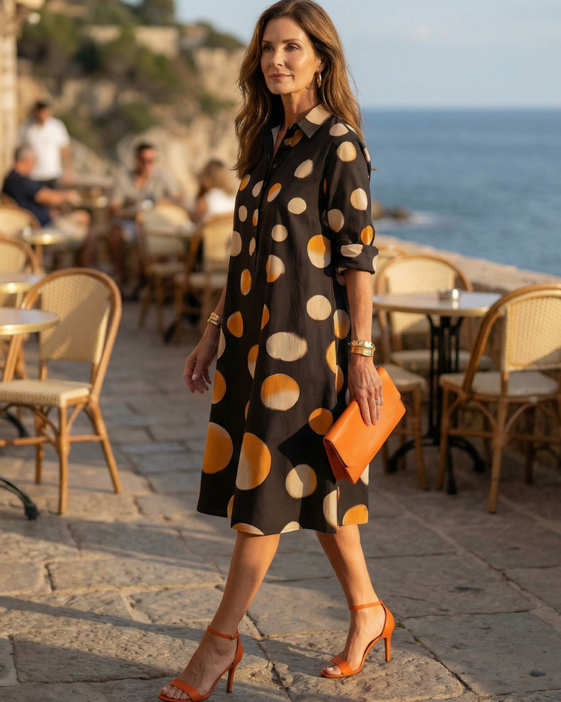 Roselle | Warm Polka Dot Dress
