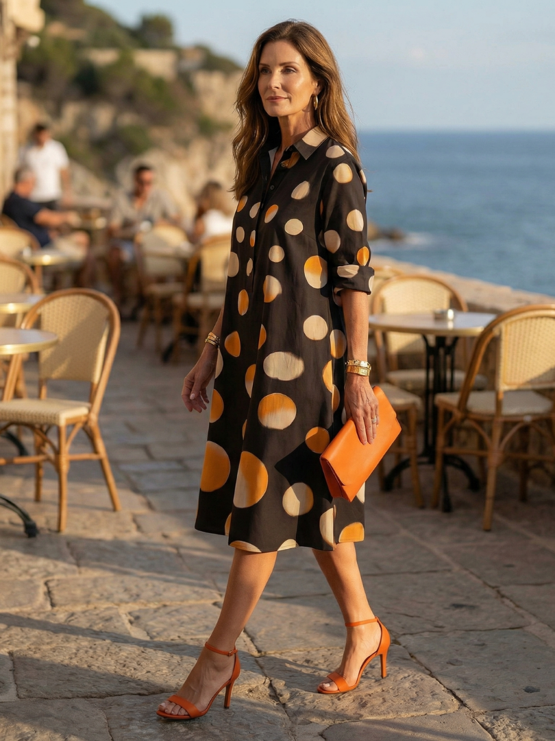 Roselle | Warm Polka Dot Dress