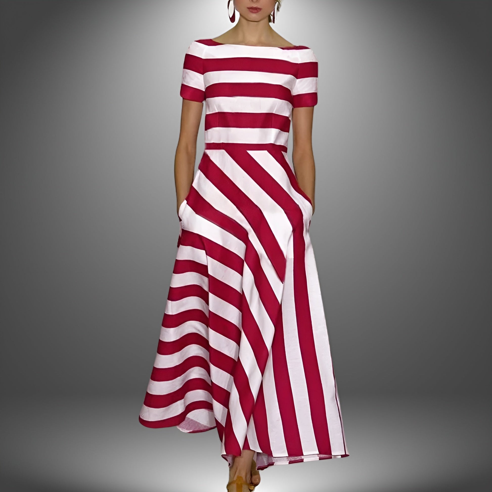 Elsie | Strapless Dress with Line Pattern
