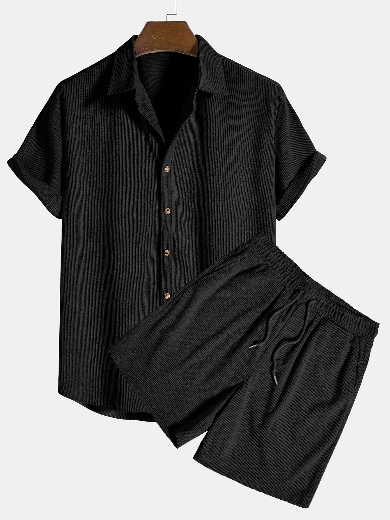 Men’s Two-Piece Summer Set – Breezy Rib Design & Relaxed Fit