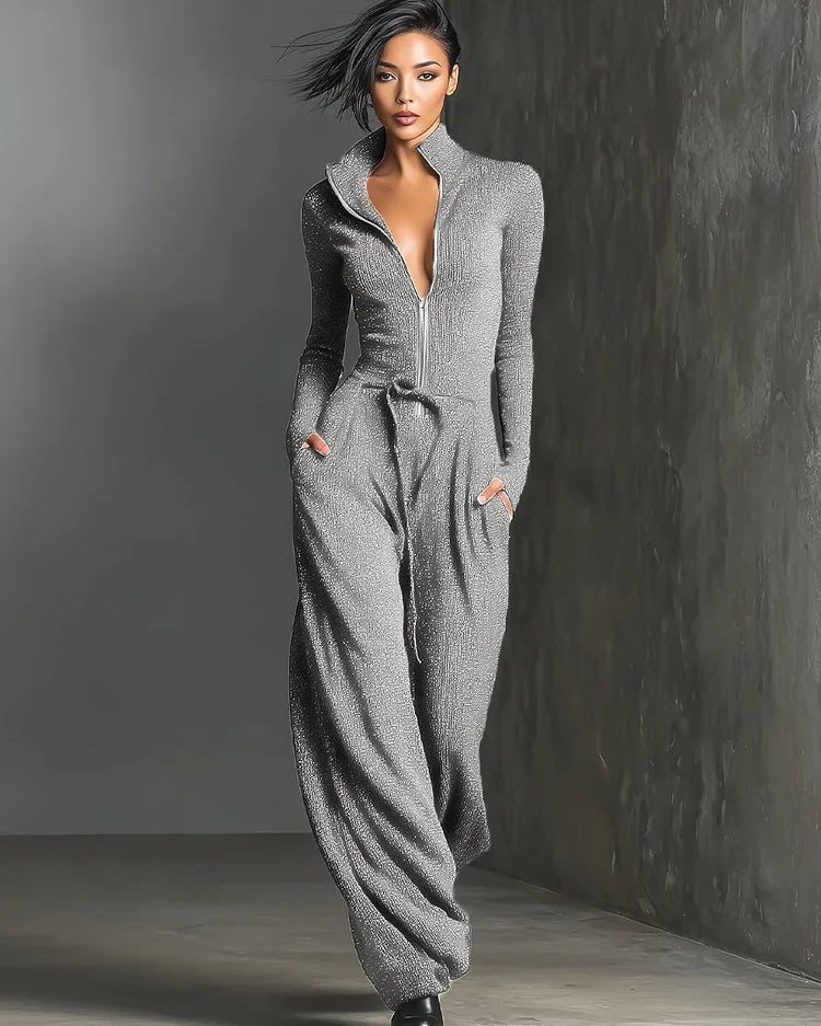 Elegant Women's Sweater with Studs and Front Closure