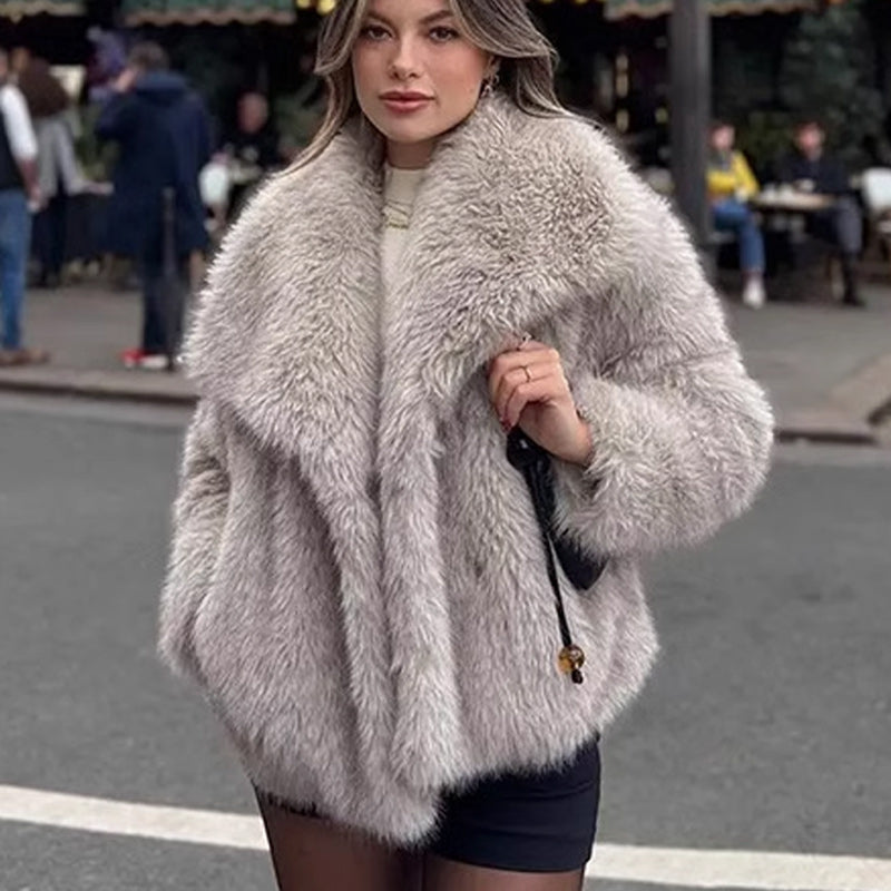 Women's Jacket | Short Fur Jacket with Collar