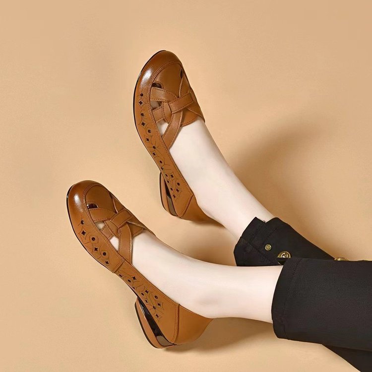 Elbie | Stylish Leather Slip-Ons with Airy Cutouts