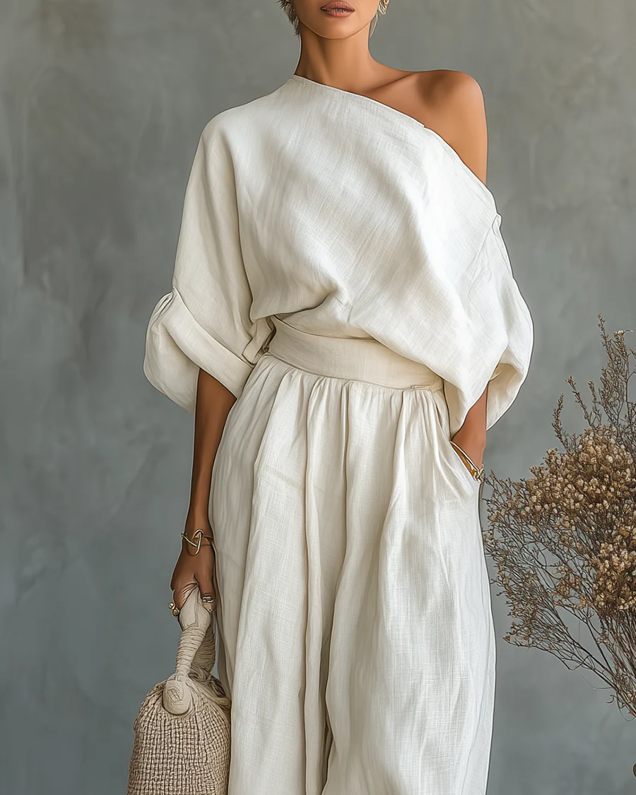 Women's Jumpsuit | Elegant Asymmetrical with Loose Pants