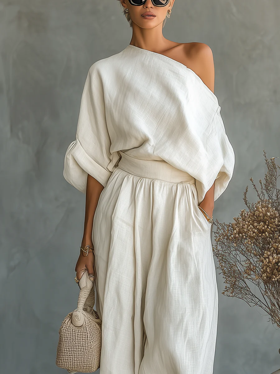 Women's Jumpsuit | Elegant Asymmetrical with Loose Pants
