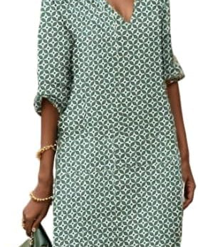 Women’s V-Neck Relaxed Fit Knee-Length Dress