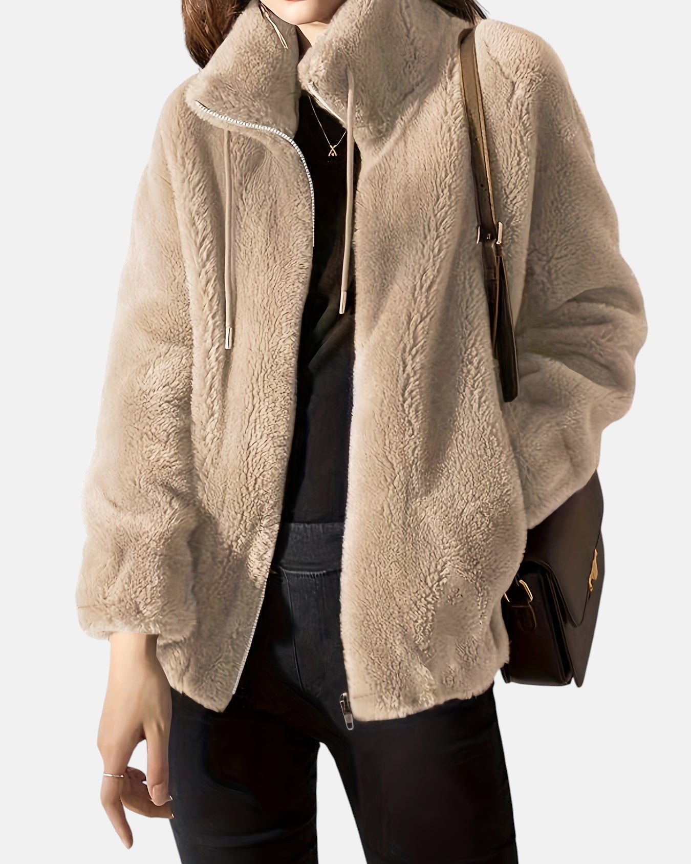 Women's jacket with soft finish and high collar