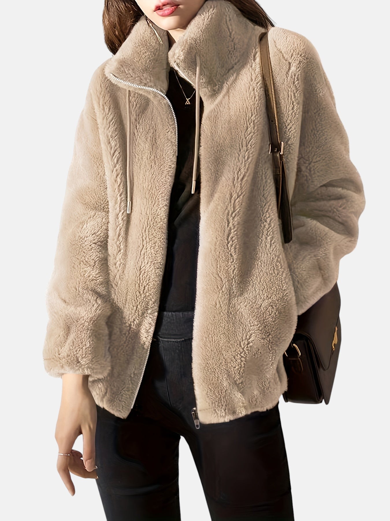 Women's jacket with soft finish and high collar