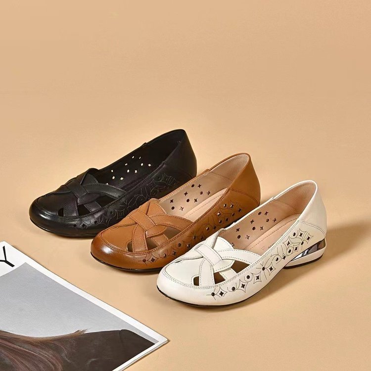 Elbie | Stylish Leather Slip-Ons with Airy Cutouts