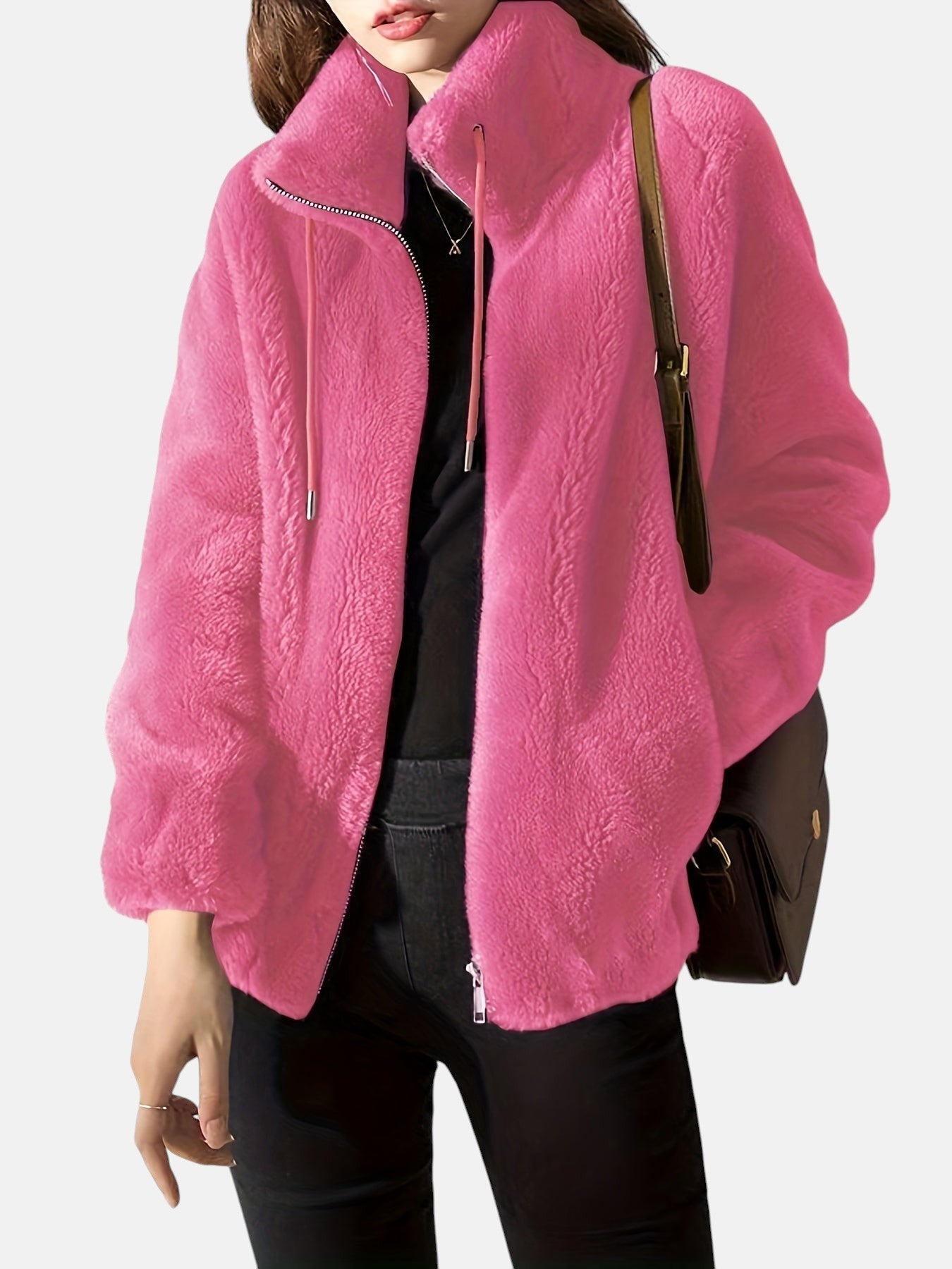 Women's jacket with soft finish and high collar