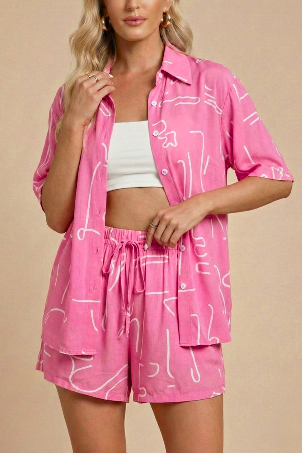 Women’s Printed Shirt & Shorts Lounge Set