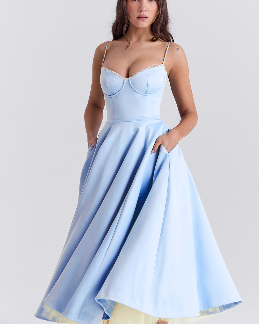 Women’s Elegant Spaghetti Strap A-Line Midi Dress