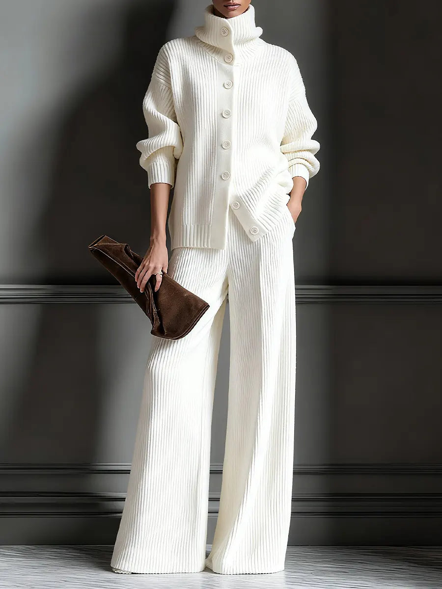 Women's Cozy Cardigans and Pants - Two-Piece Set