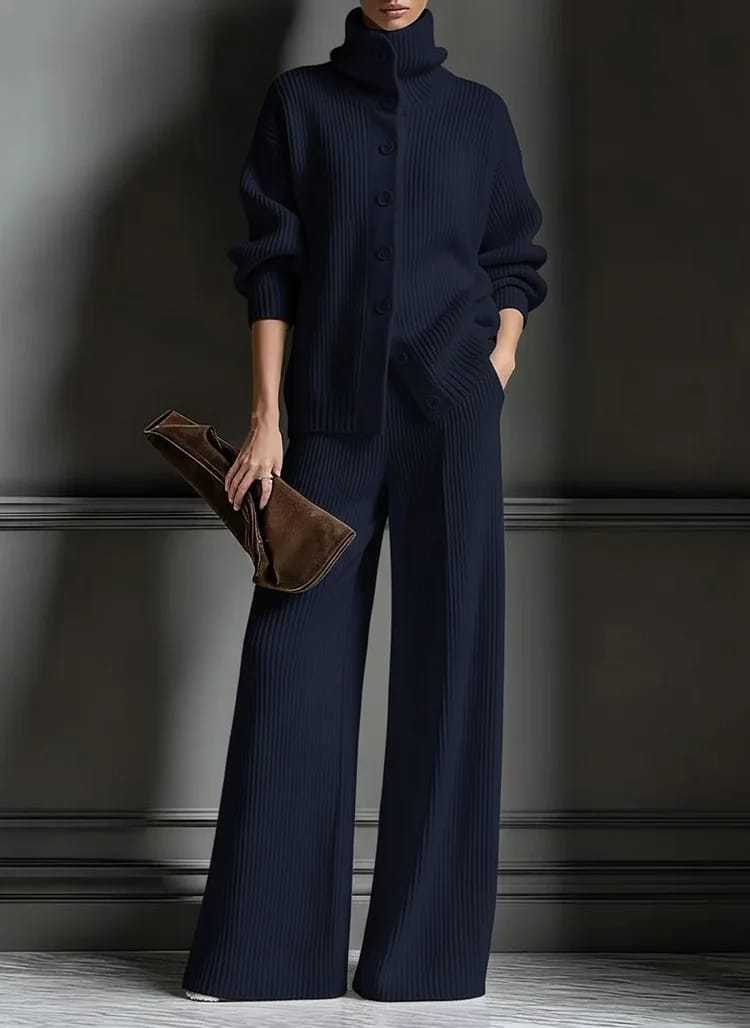 Women's Cozy Cardigans and Pants - Two-Piece Set