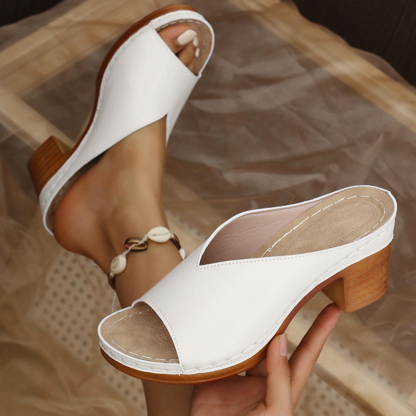 Women’s Open-Toe Mule Sandals with Chunky Heel