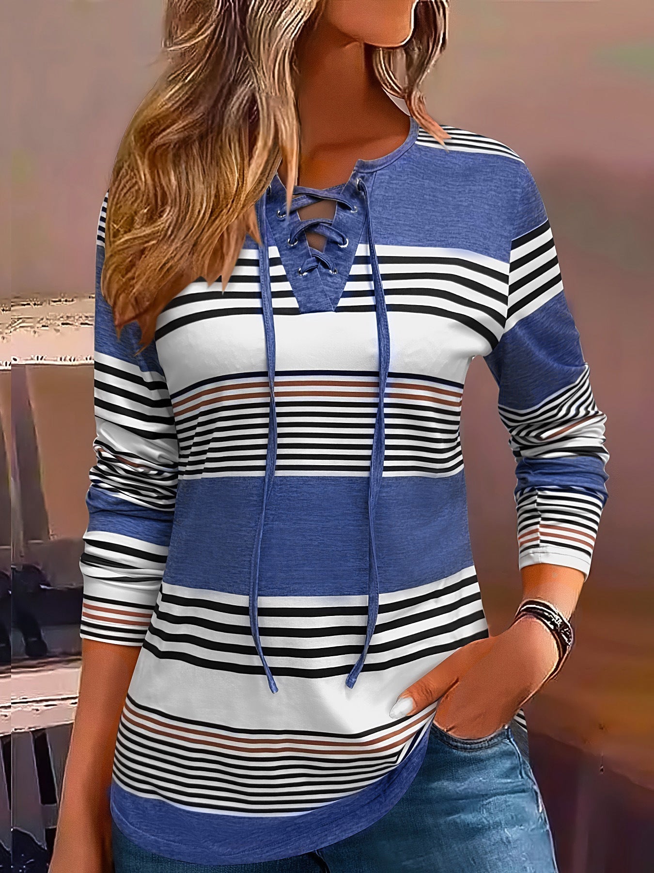 Victoria | Timeless Striped Long Sleeve T-Shirt for Women