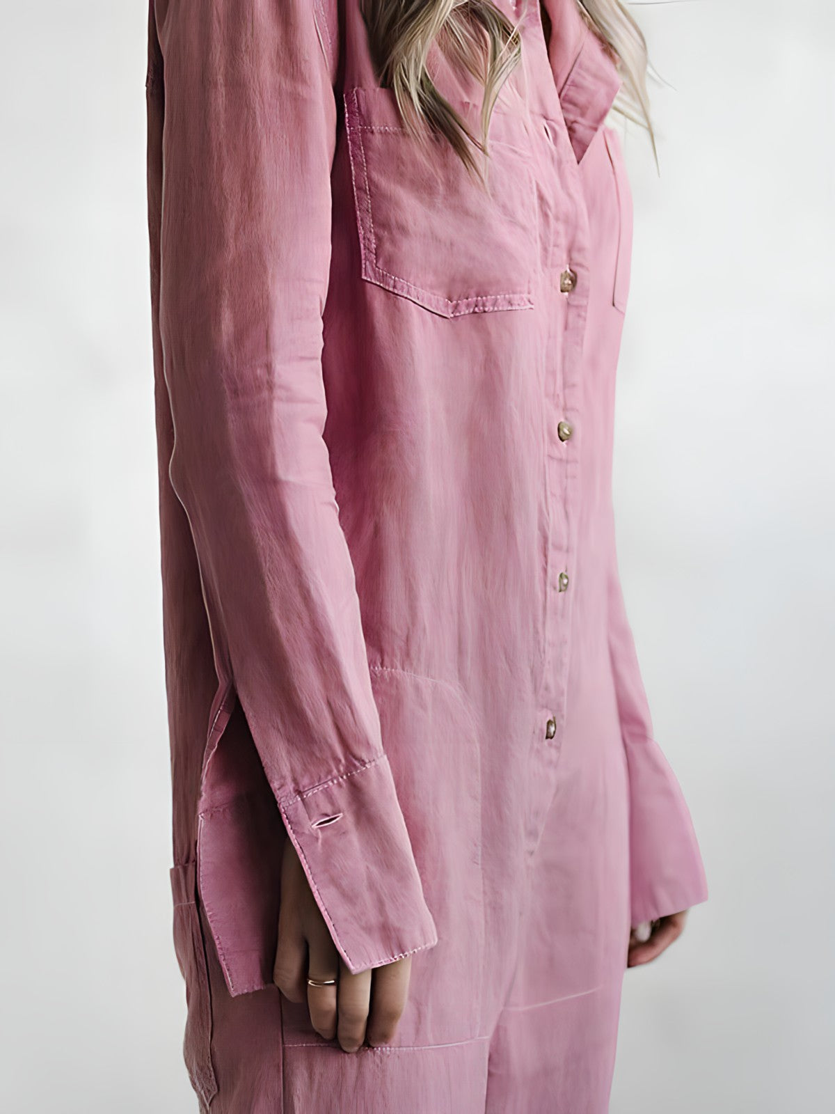 Women’s Button-Up Long Sleeve Jumpsuit with Relaxed Fit