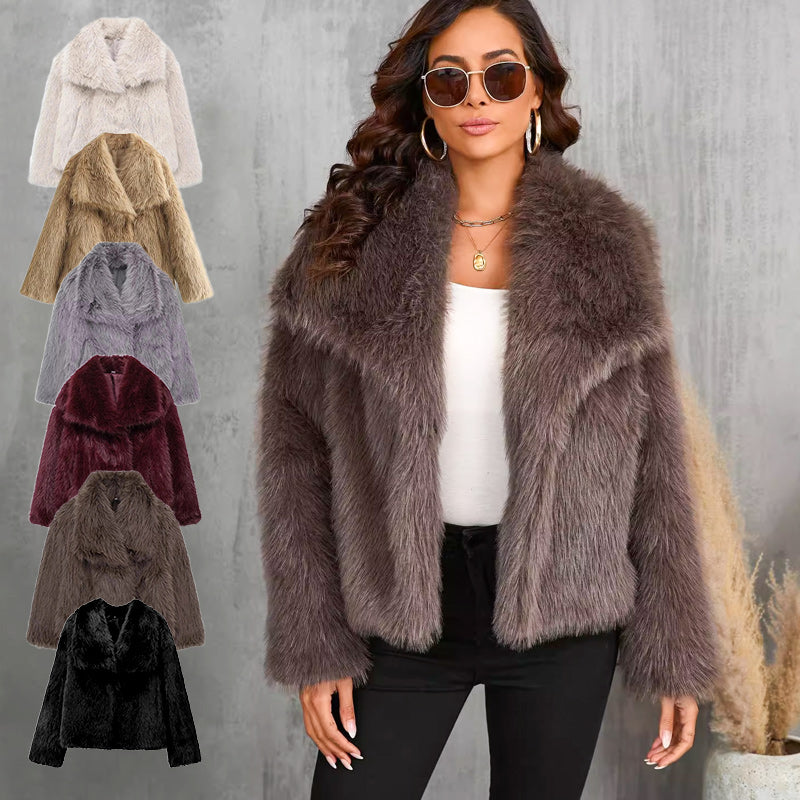 Women's Jacket | Short Fur Jacket with Collar