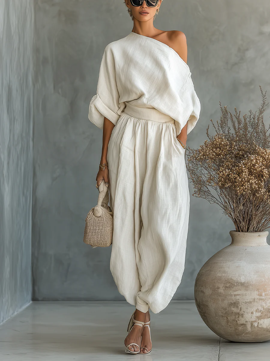 Women's Jumpsuit | Elegant Asymmetrical with Loose Pants
