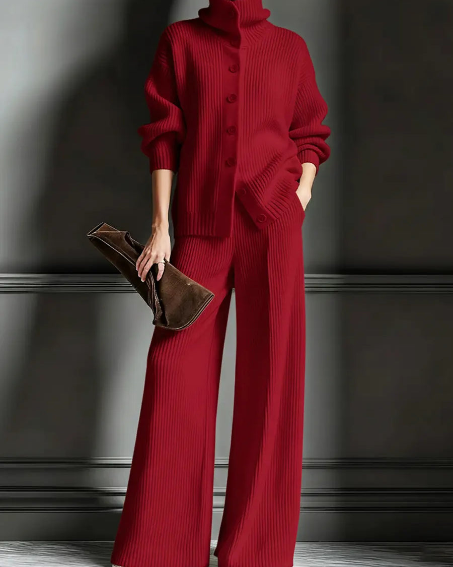 Women's Cozy Cardigans and Pants - Two-Piece Set