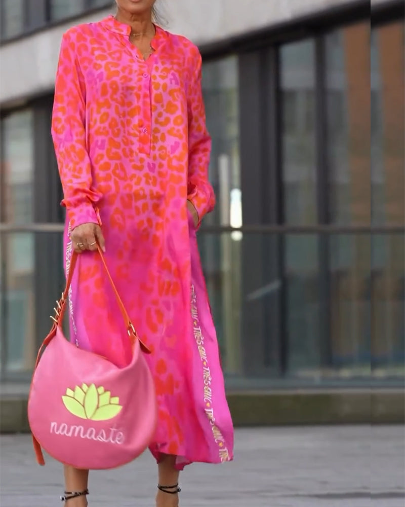 Keyla | Fashionable Dress with Leopard Print and Slit