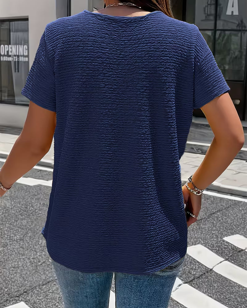 T-shirt Peter Pan Collar Three Buttons