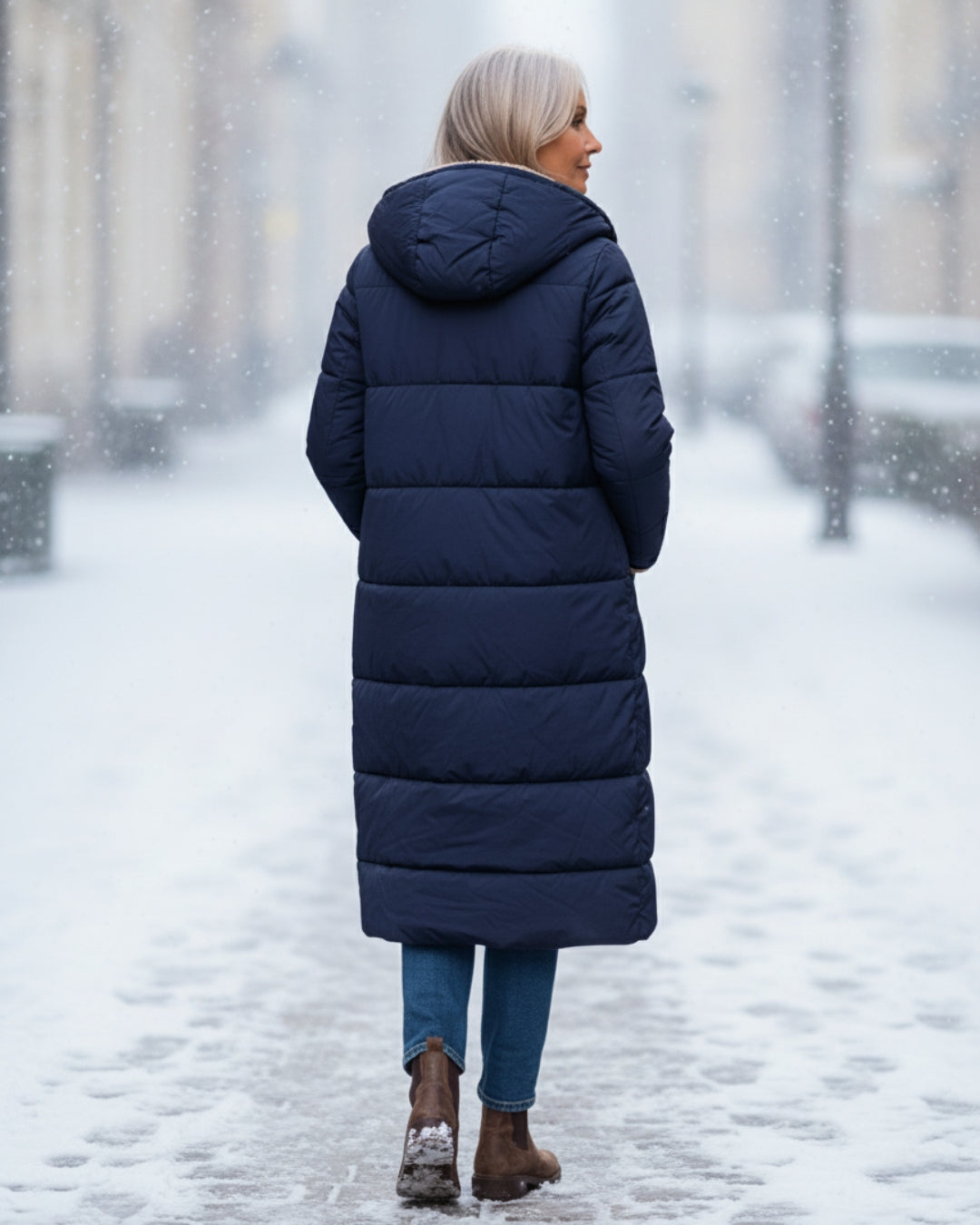 Women's Jacket | Long Quilted with Shearling and Collar