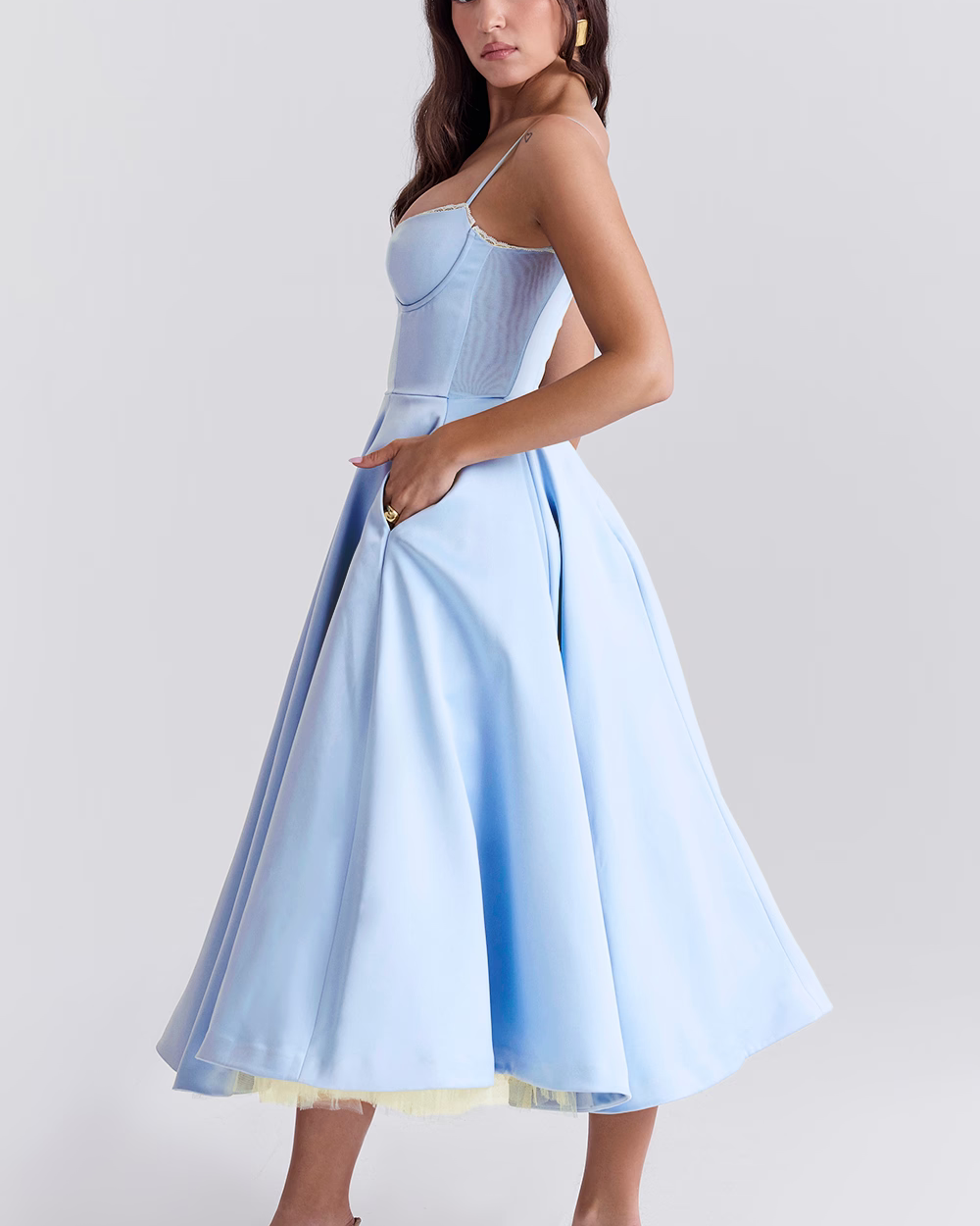 Women’s Elegant Spaghetti Strap A-Line Midi Dress